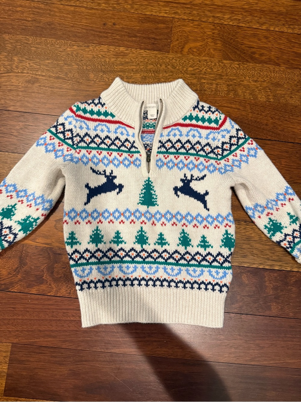 Crewcuts reindeer Holiday Zip Up Sweater Sz 2-3